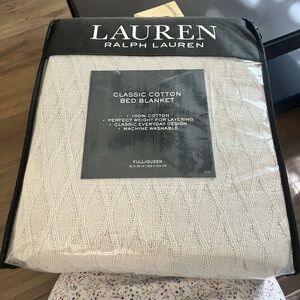 Ralph Lauren Cream Classic Cotton Bed Blanket